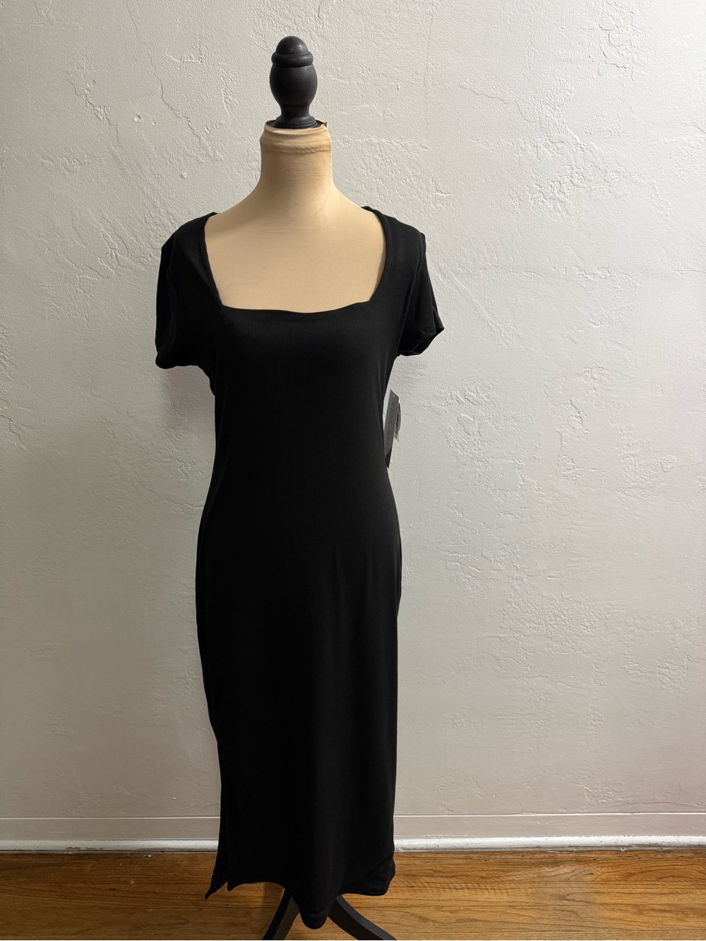 J for Justify Black Square-Neck Midi Dress